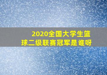 2020全国大学生篮球二级联赛冠军是谁呀