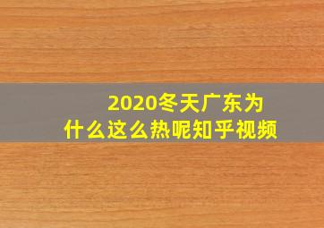 2020冬天广东为什么这么热呢知乎视频