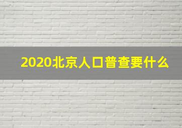 2020北京人口普查要什么