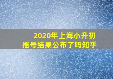 2020年上海小升初摇号结果公布了吗知乎