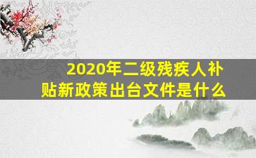 2020年二级残疾人补贴新政策出台文件是什么