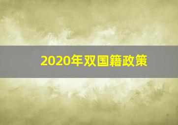 2020年双国籍政策