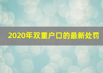 2020年双重户口的最新处罚