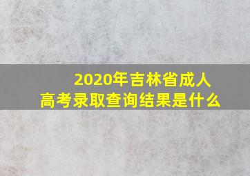 2020年吉林省成人高考录取查询结果是什么