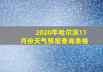 2020年哈尔滨11月份天气预报查询表格