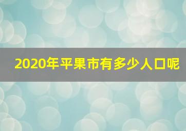 2020年平果市有多少人口呢