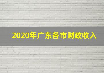 2020年广东各市财政收入