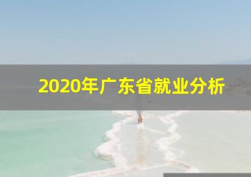 2020年广东省就业分析