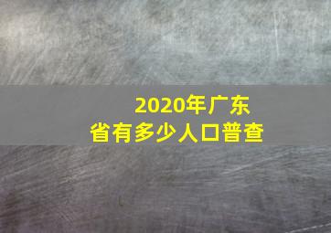 2020年广东省有多少人口普查