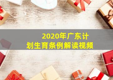 2020年广东计划生育条例解读视频