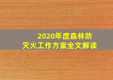 2020年度森林防灭火工作方案全文解读