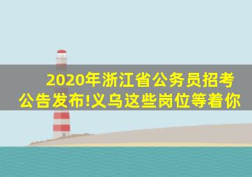 2020年浙江省公务员招考公告发布!义乌这些岗位等着你