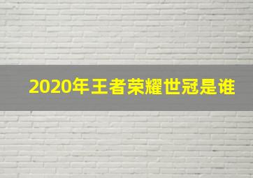 2020年王者荣耀世冠是谁