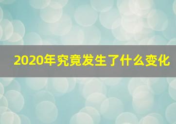 2020年究竟发生了什么变化