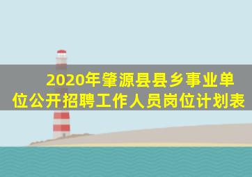 2020年肇源县县乡事业单位公开招聘工作人员岗位计划表