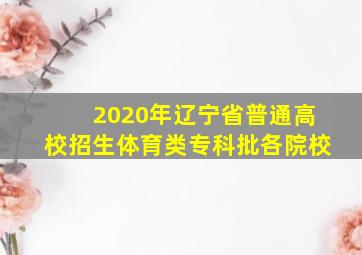 2020年辽宁省普通高校招生体育类专科批各院校