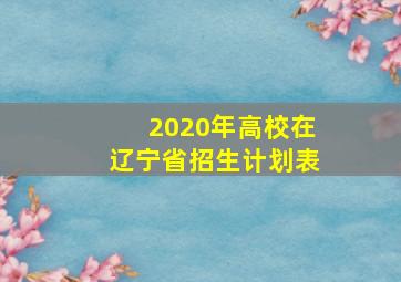 2020年高校在辽宁省招生计划表