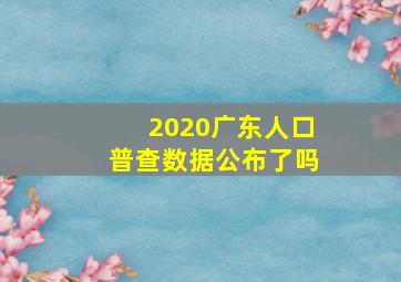 2020广东人口普查数据公布了吗