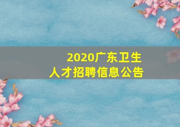 2020广东卫生人才招聘信息公告