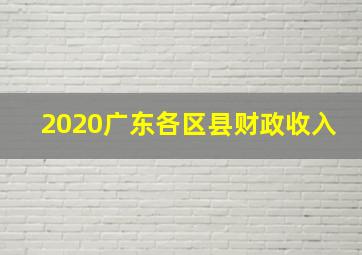 2020广东各区县财政收入