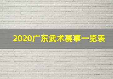 2020广东武术赛事一览表