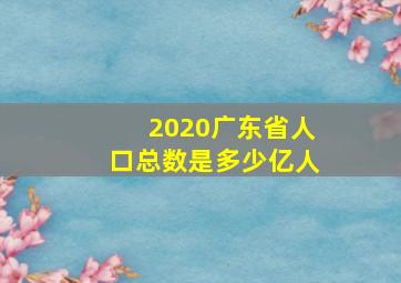 2020广东省人口总数是多少亿人