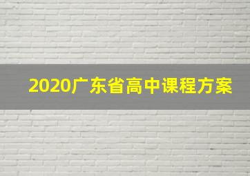 2020广东省高中课程方案