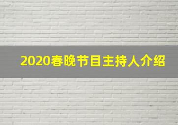 2020春晚节目主持人介绍