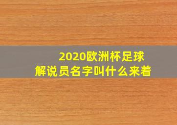 2020欧洲杯足球解说员名字叫什么来着