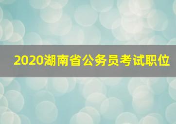 2020湖南省公务员考试职位