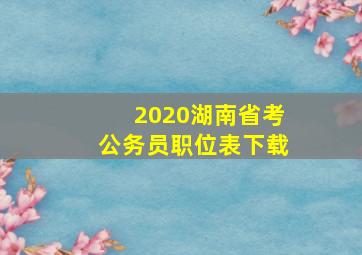 2020湖南省考公务员职位表下载