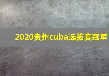 2020贵州cuba选拔赛冠军