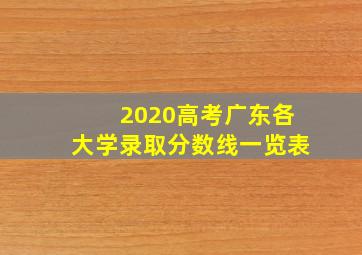 2020高考广东各大学录取分数线一览表