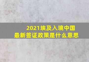 2021埃及入境中国最新签证政策是什么意思