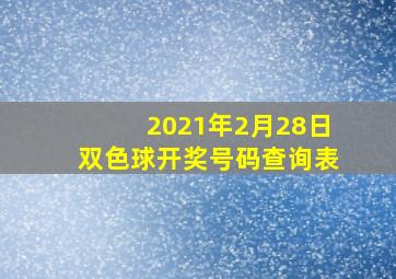 2021年2月28日双色球开奖号码查询表