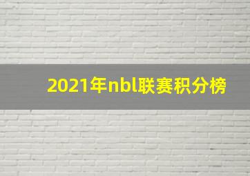 2021年nbl联赛积分榜