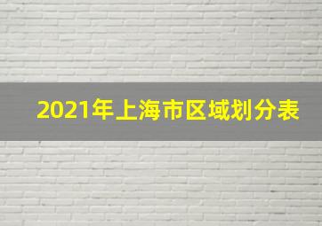 2021年上海市区域划分表