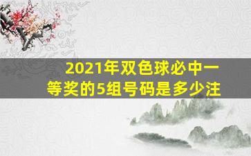 2021年双色球必中一等奖的5组号码是多少注