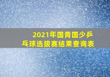 2021年国青国少乒乓球选拔赛结果查询表