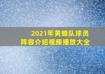 2021年黄蜂队球员阵容介绍视频播放大全