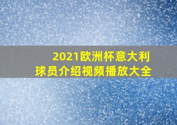 2021欧洲杯意大利球员介绍视频播放大全