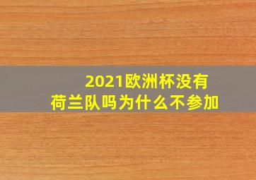 2021欧洲杯没有荷兰队吗为什么不参加