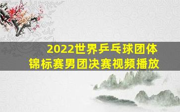 2022世界乒乓球团体锦标赛男团决赛视频播放