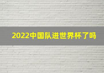 2022中国队进世界杯了吗