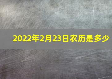 2022年2月23日农历是多少