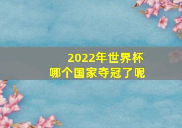 2022年世界杯哪个国家夺冠了呢