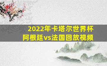 2022年卡塔尔世界杯阿根廷vs法国回放视频