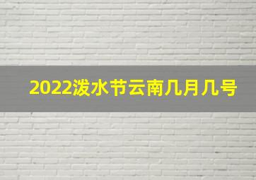 2022泼水节云南几月几号