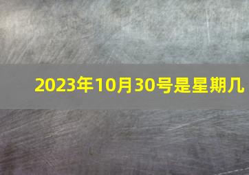 2023年10月30号是星期几