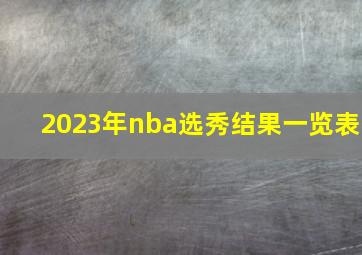 2023年nba选秀结果一览表